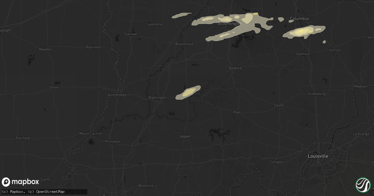 Hail map in Loogootee, IN on May 15, 2026