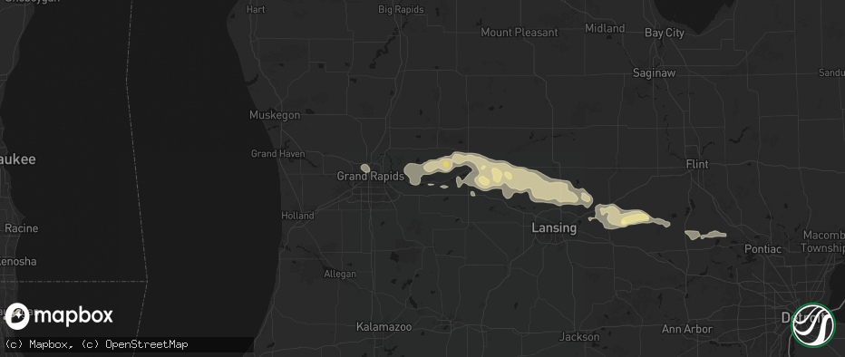Hail map in Lowell, MI on May 15, 2026