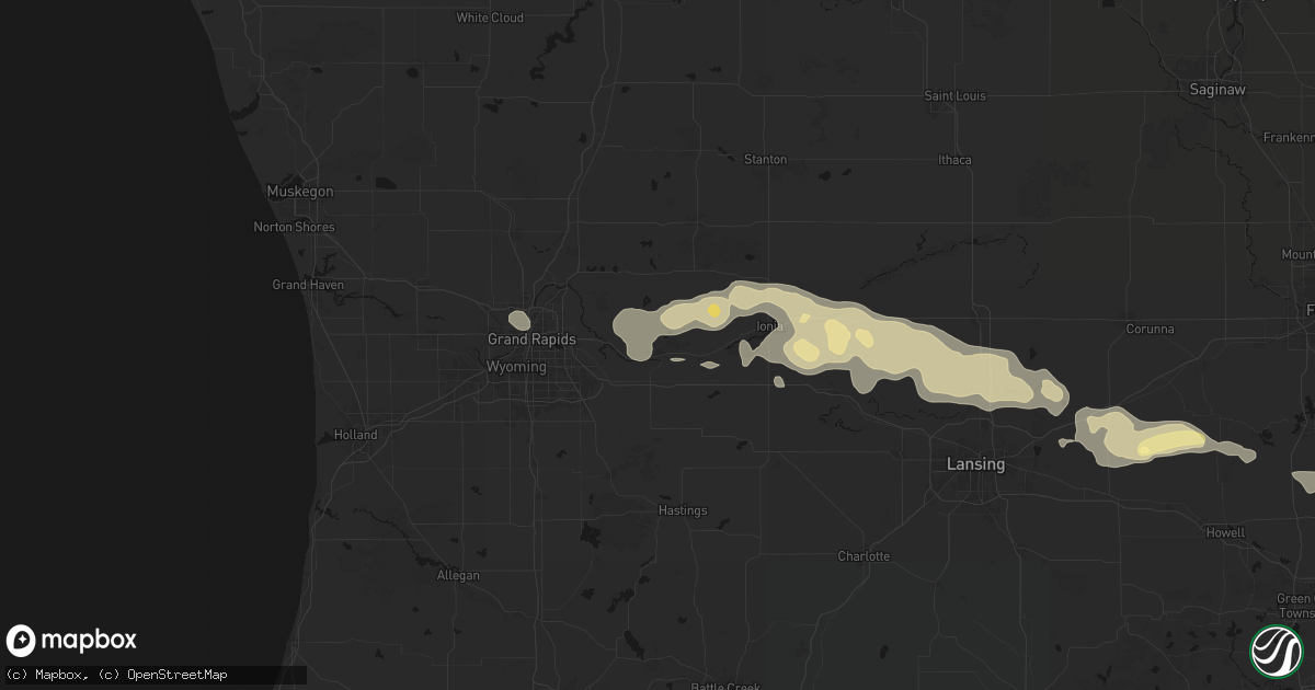 Hail map in Lowell, MI on May 15, 2026