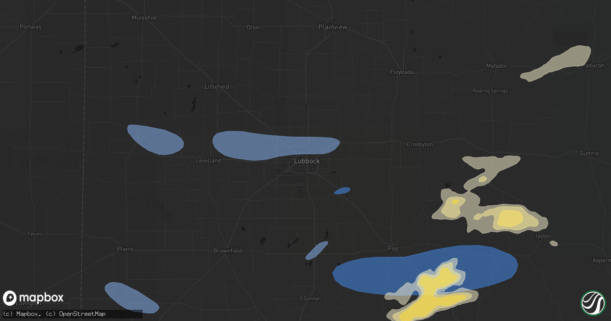 Hail map in Lubbock, TX on May 15, 2026