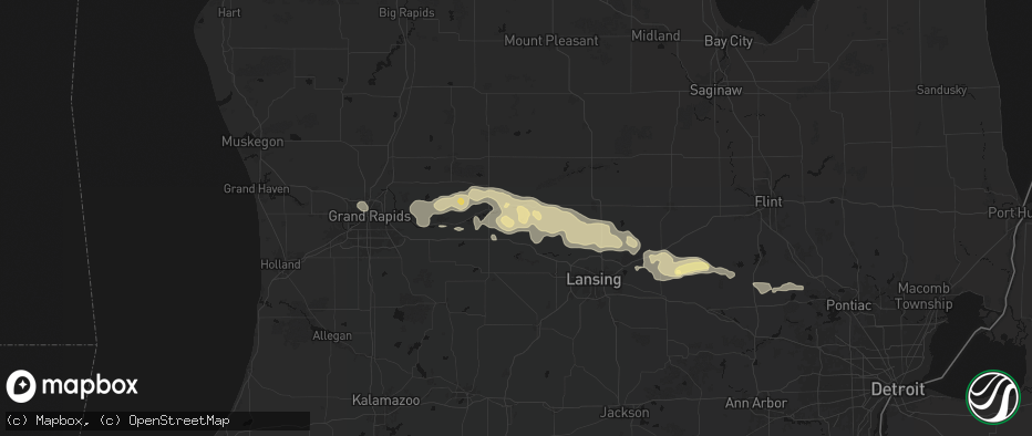 Hail map in Lyons, MI on May 15, 2026