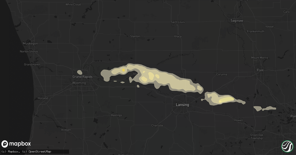 Hail map in Lyons, MI on May 15, 2026