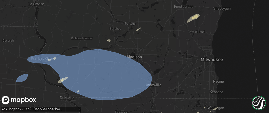 Hail map in Madison, WI on May 15, 2026