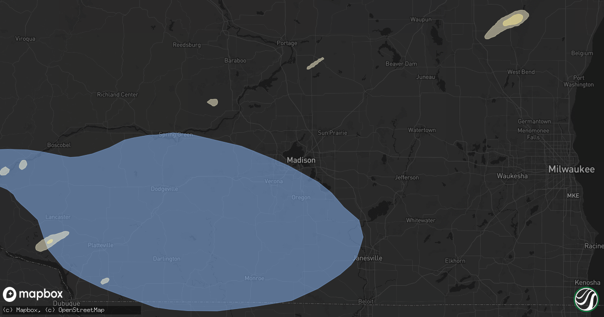 Hail map in Madison, WI on May 15, 2026