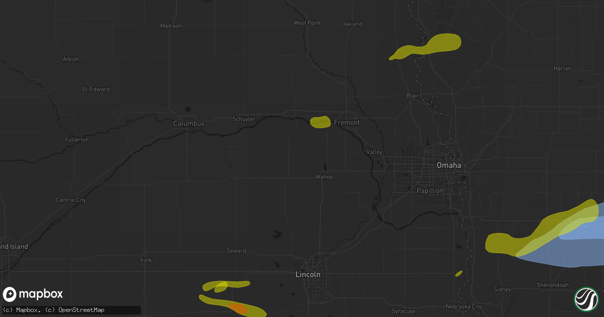 Hail map in Malmo, NE on May 15, 2026