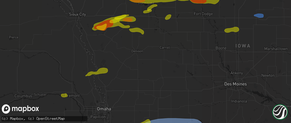 Hail map in Manilla, IA on May 15, 2026