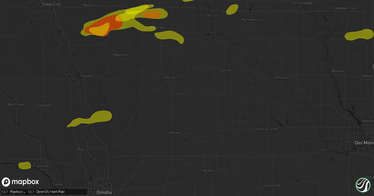 Hail map in Manilla, IA on May 15, 2026