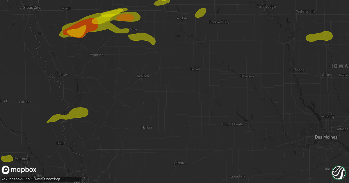 Hail map in Manning, IA on May 15, 2026
