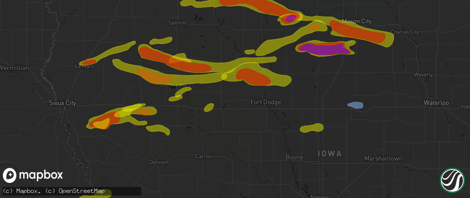 Hail map in Manson, IA on May 15, 2026