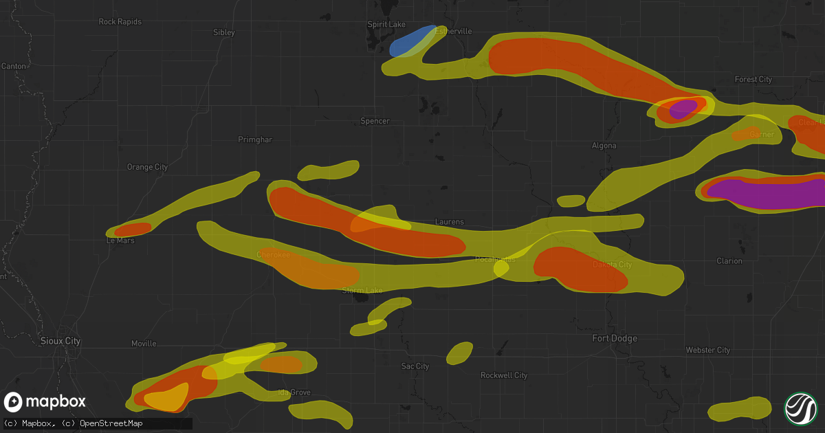 Hail map in Marathon, IA on May 15, 2026
