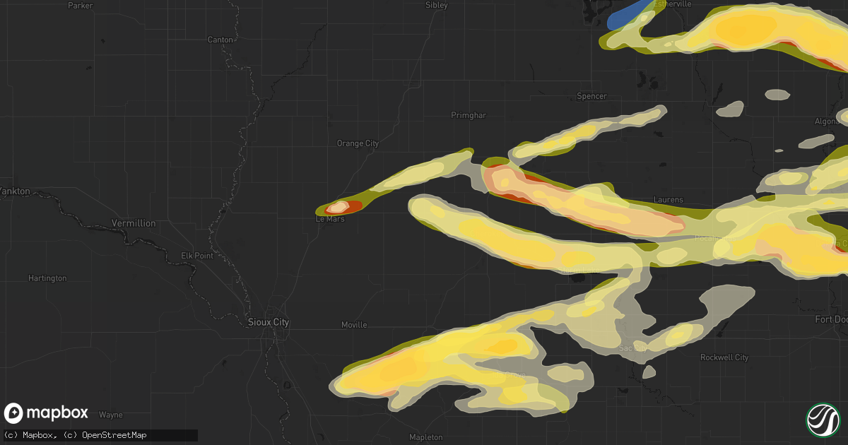 Hail map in Marcus, IA on May 15, 2026