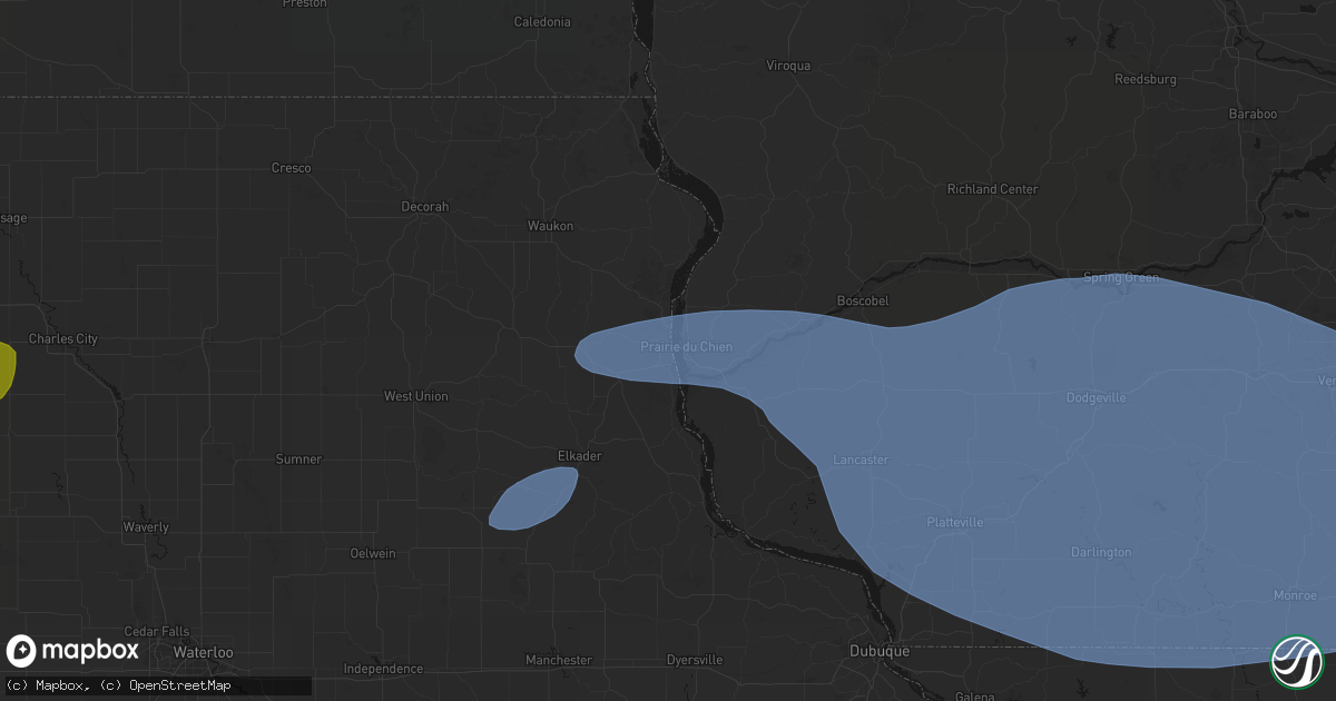 Hail map in Marquette, IA on May 15, 2026