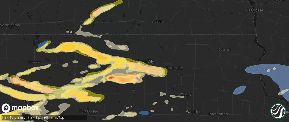 Hail map in Mason City, IA on May 15, 2026