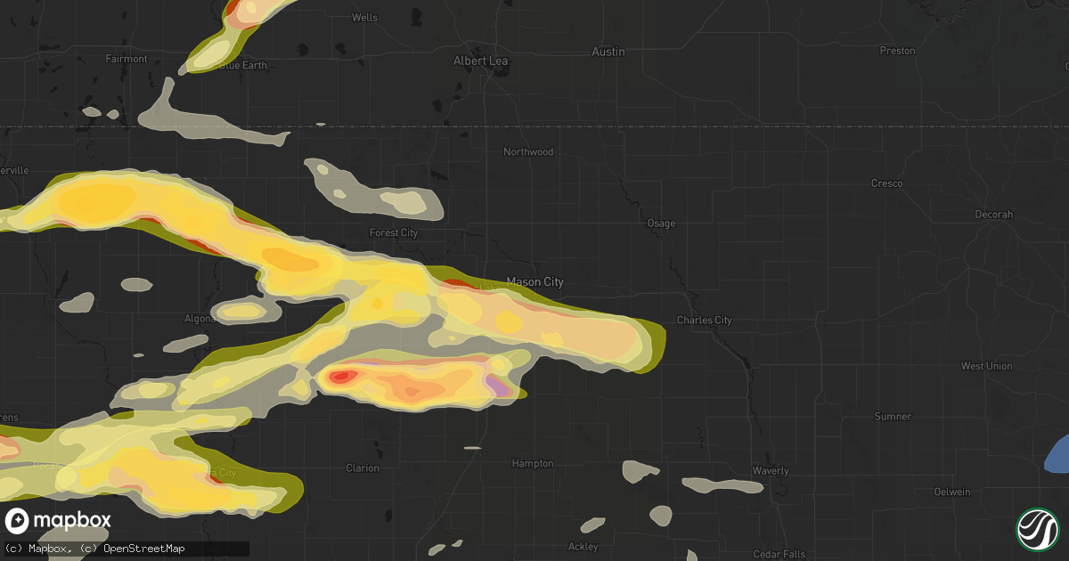 Hail map in Mason City, IA on May 15, 2026