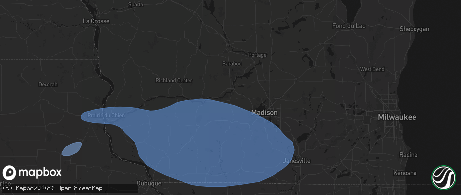 Hail map in Mazomanie, WI on May 15, 2026