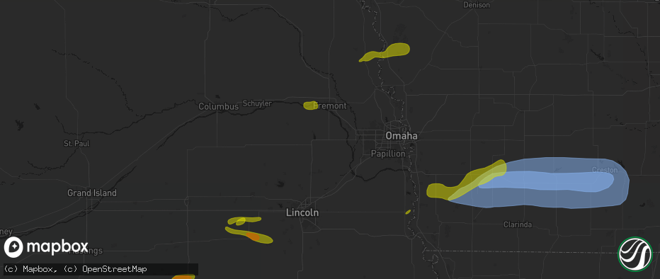 Hail map in Mead, NE on May 15, 2026