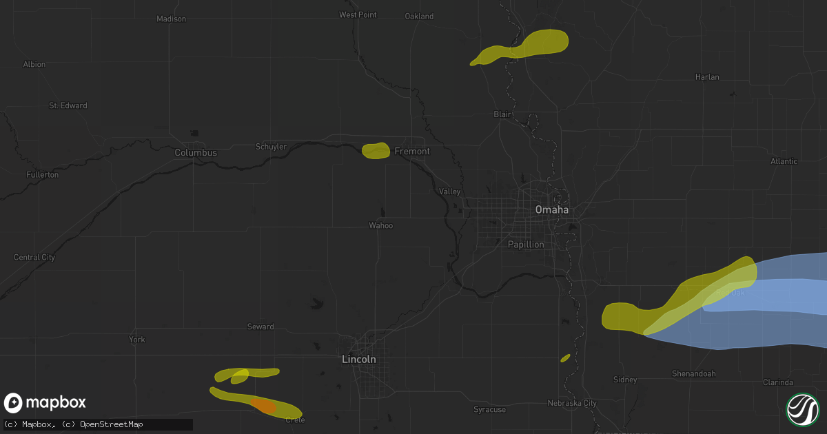 Hail map in Mead, NE on May 15, 2026