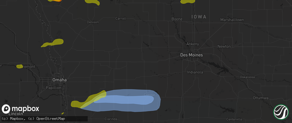 Hail map in Menlo, IA on May 15, 2026