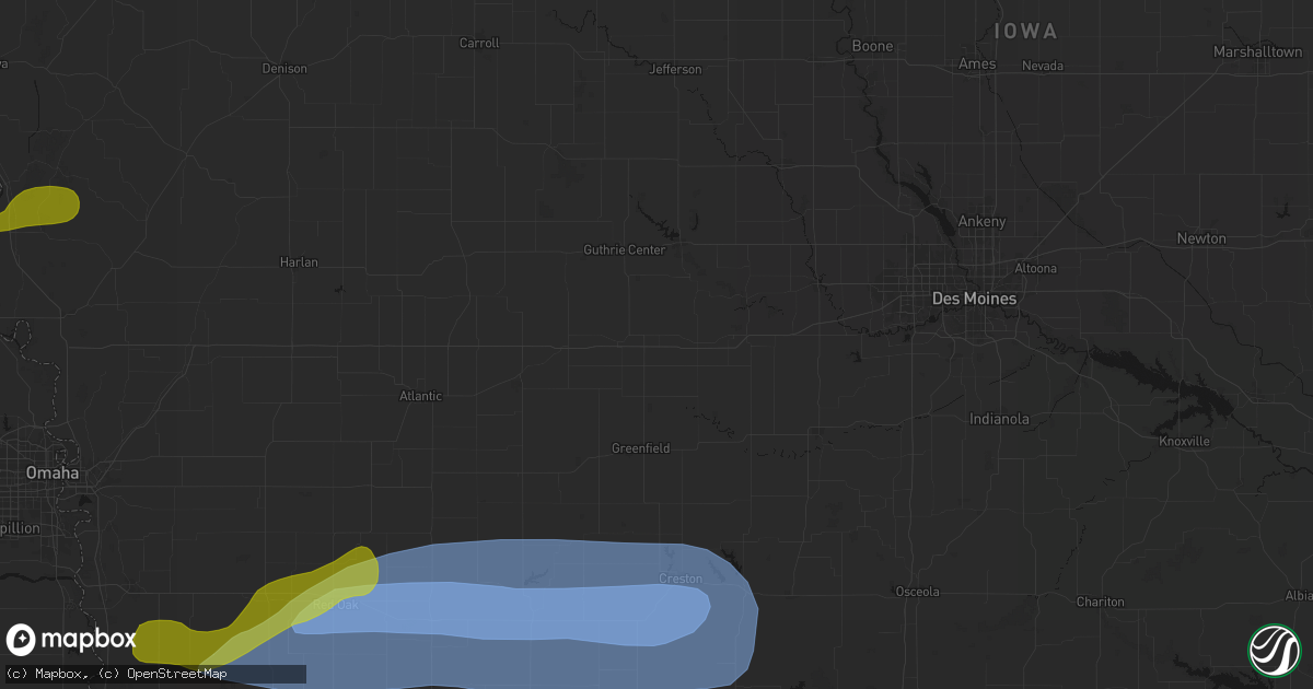 Hail map in Menlo, IA on May 15, 2026