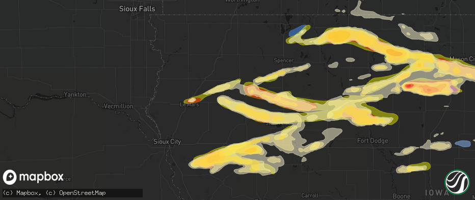 Hail map in Meriden, IA on May 15, 2026