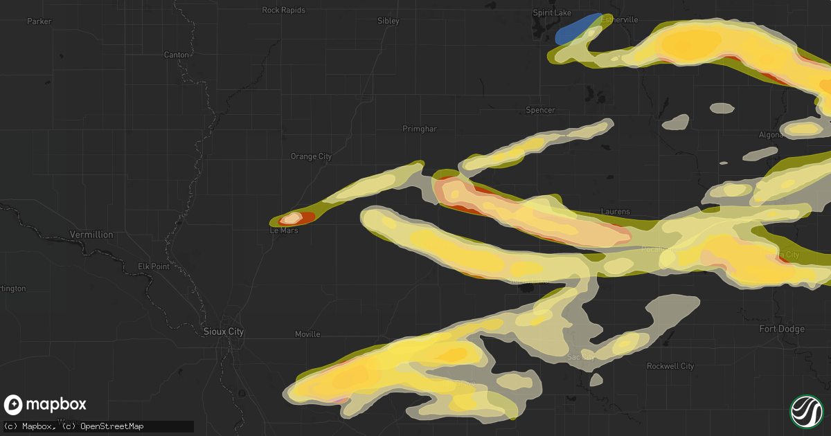 Hail map in Meriden, IA on May 15, 2026