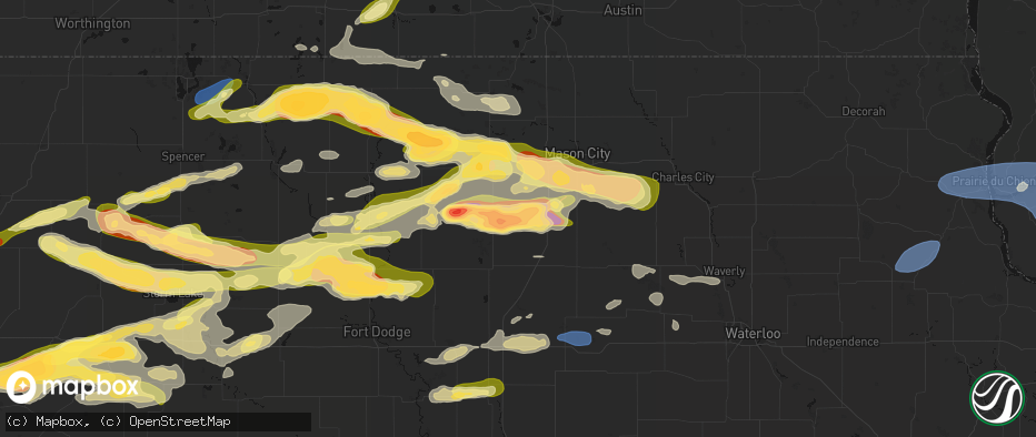 Hail map in Meservey, IA on May 15, 2026