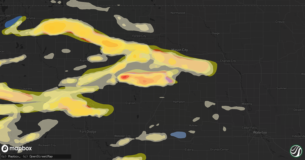 Hail map in Meservey, IA on May 15, 2026