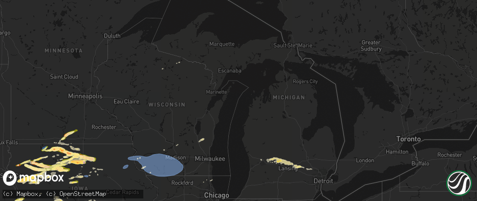 Hail map in Michigan on May 15, 2026