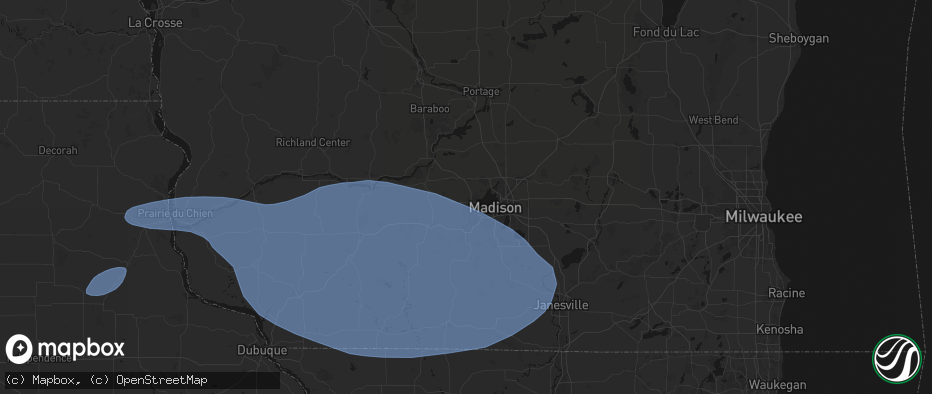 Hail map in Middleton, WI on May 15, 2026