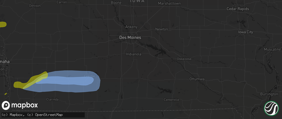 Hail map in Milo, IA on May 15, 2026