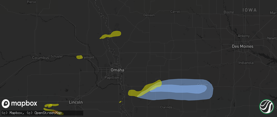 Hail map in Minden, IA on May 15, 2026