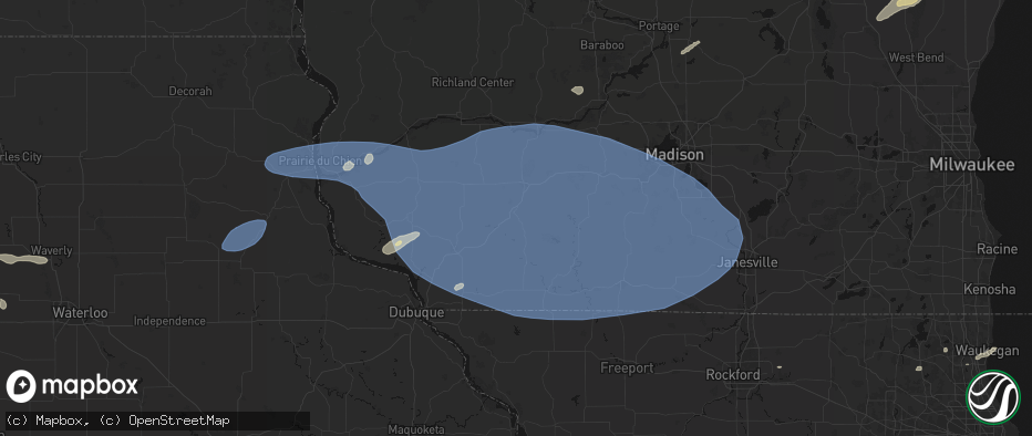 Hail map in Mineral Point, WI on May 15, 2026