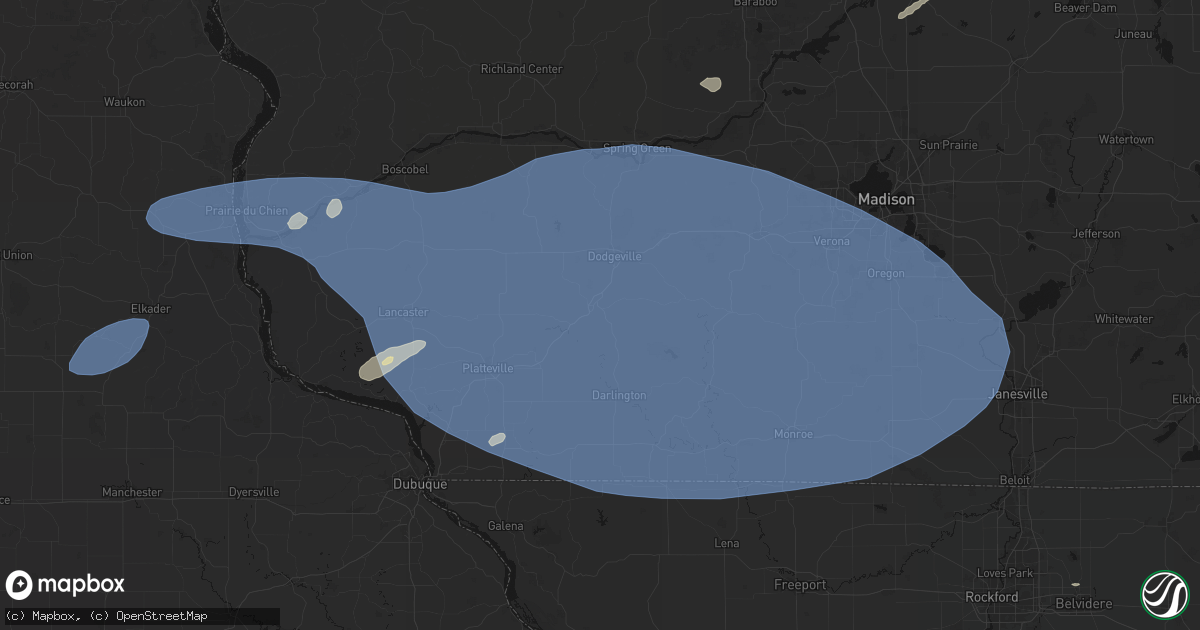 Hail map in Mineral Point, WI on May 15, 2026