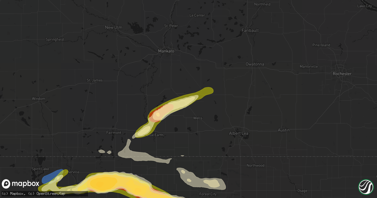 Hail map in Minnesota Lake, MN on May 15, 2026
