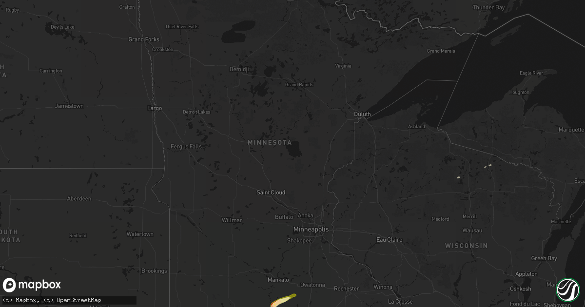 Hail map in Minnesota on May 15, 2026