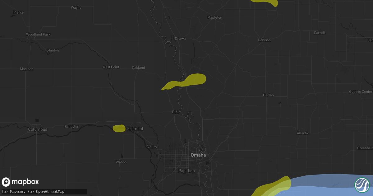 Hail map in Modale, IA on May 15, 2026