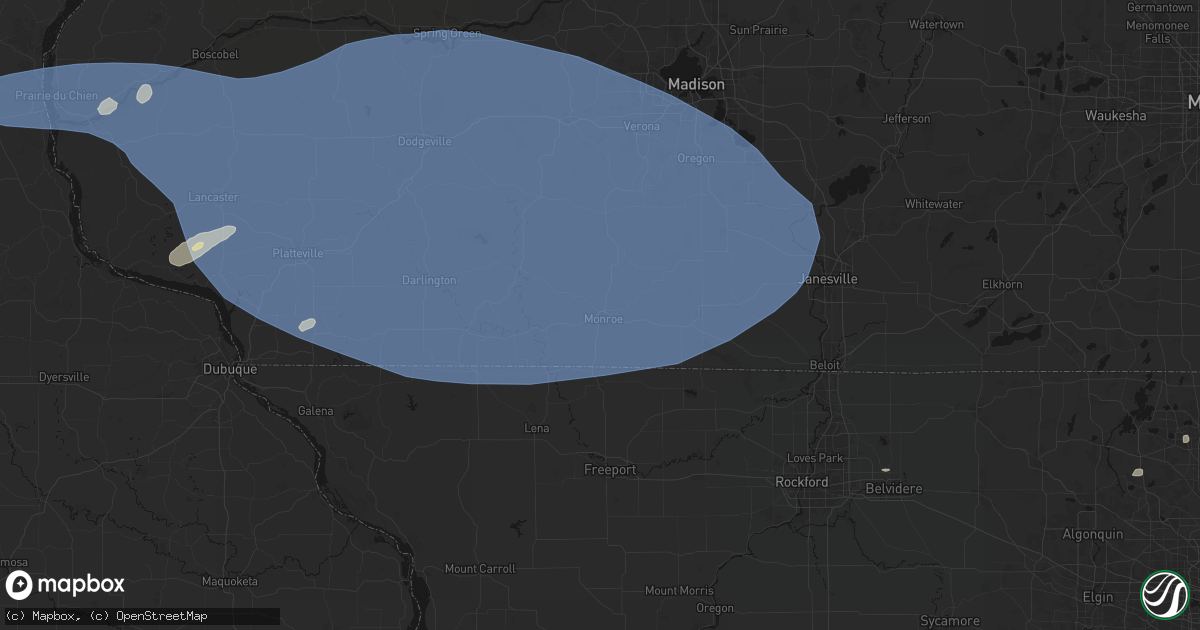 Hail map in Monroe, WI on May 15, 2026
