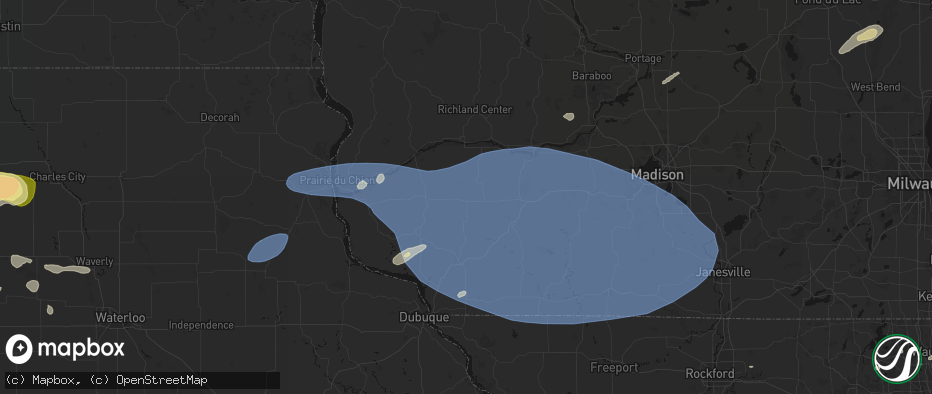 Hail map in Montfort, WI on May 15, 2026
