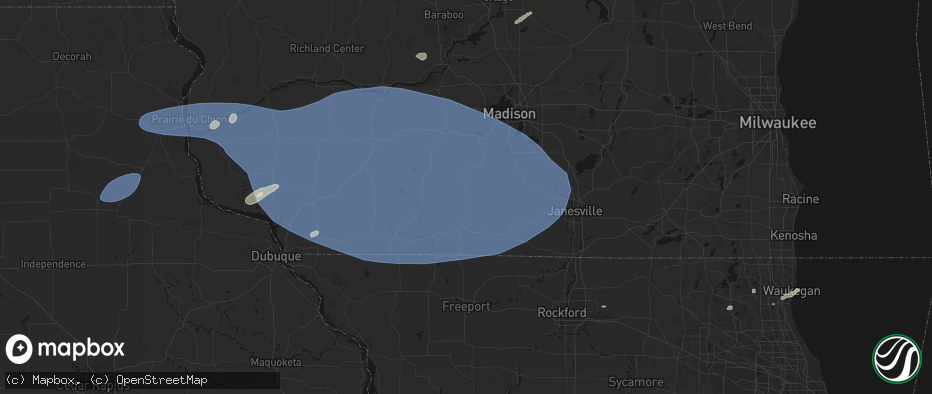 Hail map in Monticello, WI on May 15, 2026