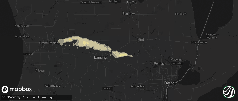Hail map in Morrice, MI on May 15, 2026