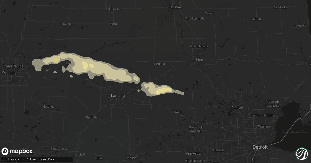Hail map in Morrice, MI on May 15, 2026