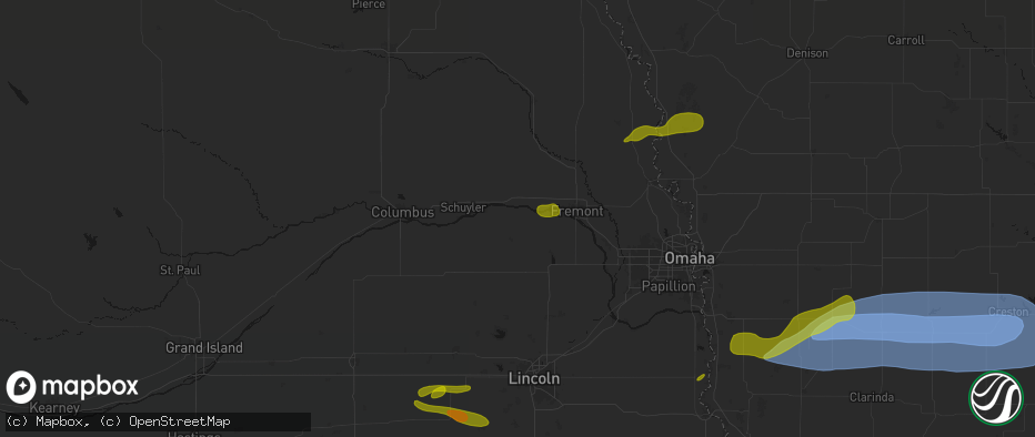 Hail map in Morse Bluff, NE on May 15, 2026