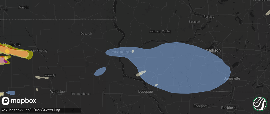 Hail map in Mount Hope, WI on May 15, 2026