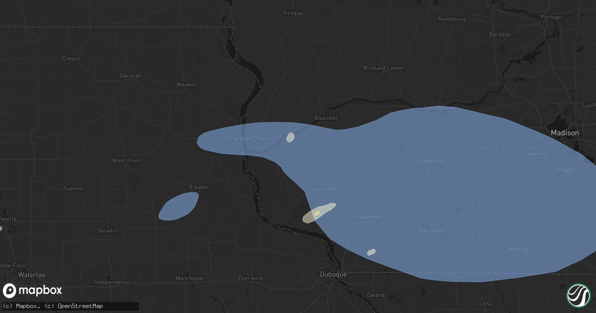 Hail map in Mount Hope, WI on May 15, 2026