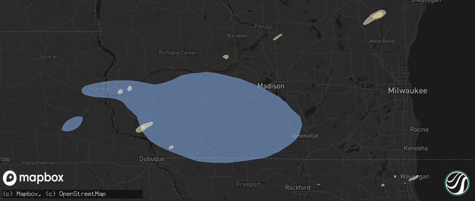 Hail map in Mount Horeb, WI on May 15, 2026