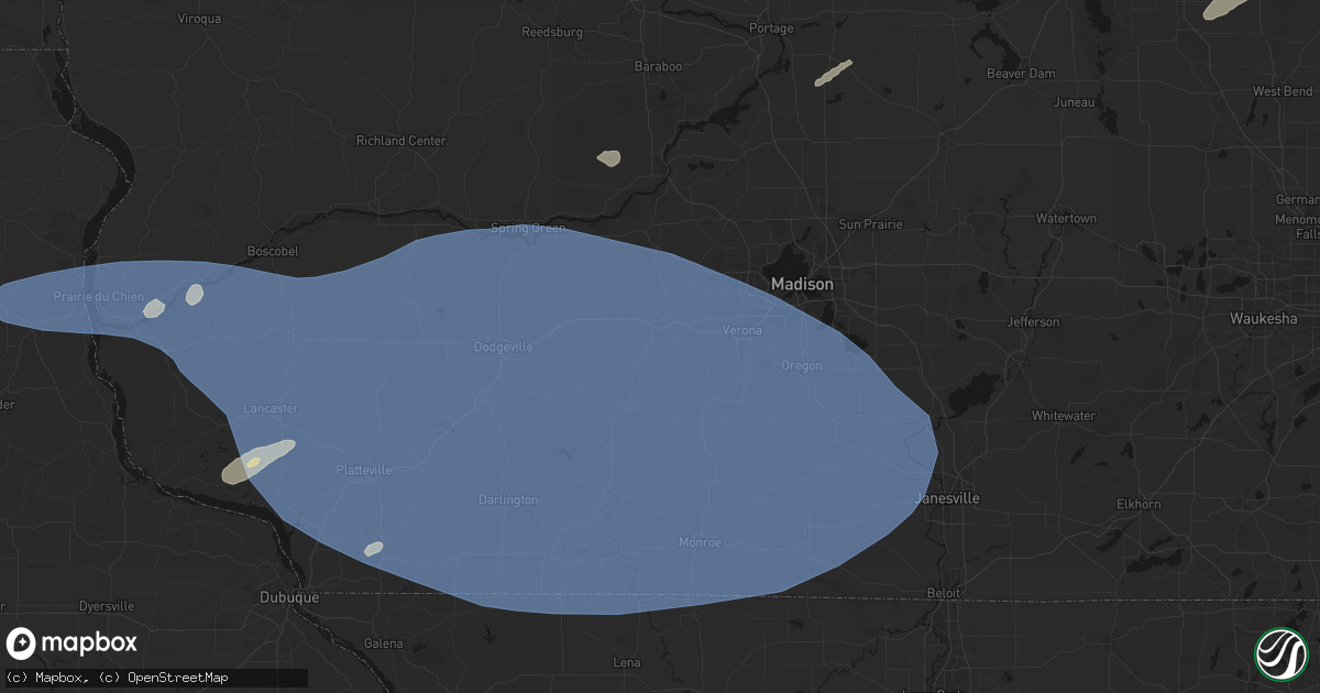 Hail map in Mount Horeb, WI on May 15, 2026