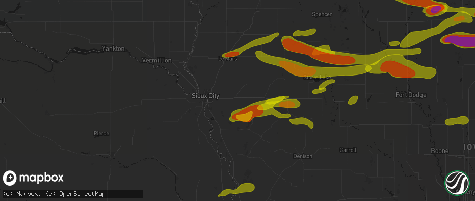 Hail map in Moville, IA on May 15, 2026