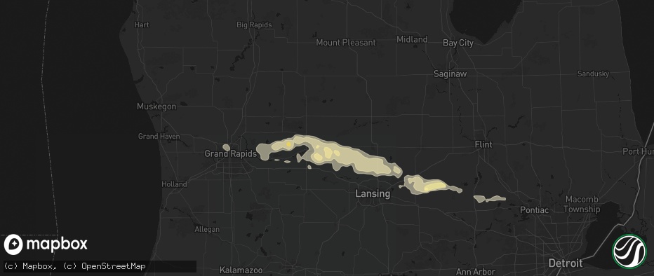 Hail map in Muir, MI on May 15, 2026