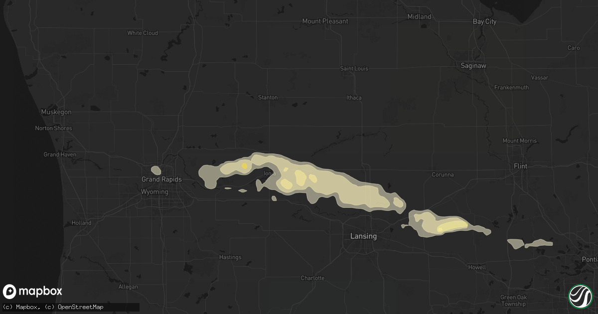 Hail map in Muir, MI on May 15, 2026