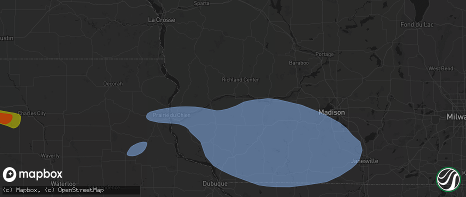 Hail map in Muscoda, WI on May 15, 2026